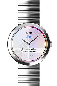 白色背景的银智能手表图片