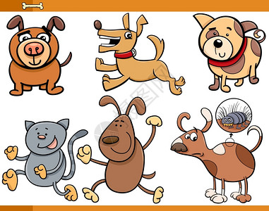 狗动物字符系列卡通插图图片
