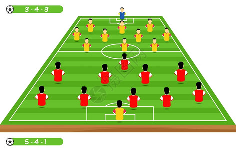 多人足球组合踢足球运动员战术位置插画