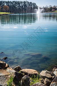 城镇湖中自然的反射高清图片