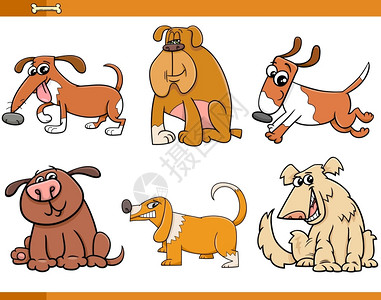 狗宠动物人系列卡通插图背景图片