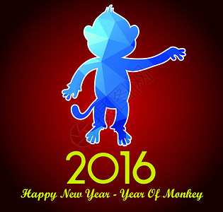 2016年贺卡三角多边形模型猴子年图片