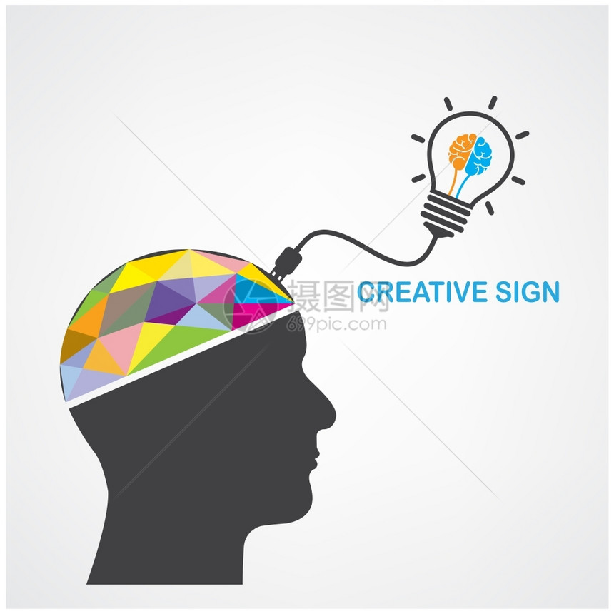 创意灯泡创造力概念矢量图图片