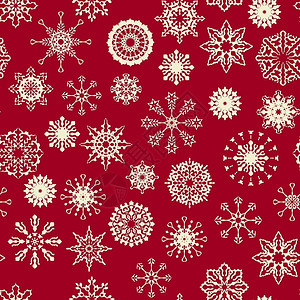 红色无缝冬季雪花图案矢量设计元素图片