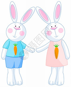 两只兔子握手图片