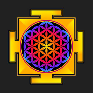 瑜伽拉力带以黑色背景zxa为孤立位置的矢量带色活hindusm花朵扬特拉图解圆形设计图片