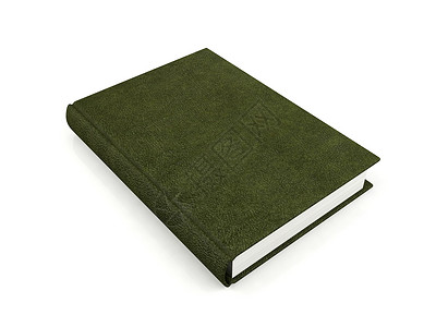 一本书上面的绿色皮革与白背景隔绝的背景图片