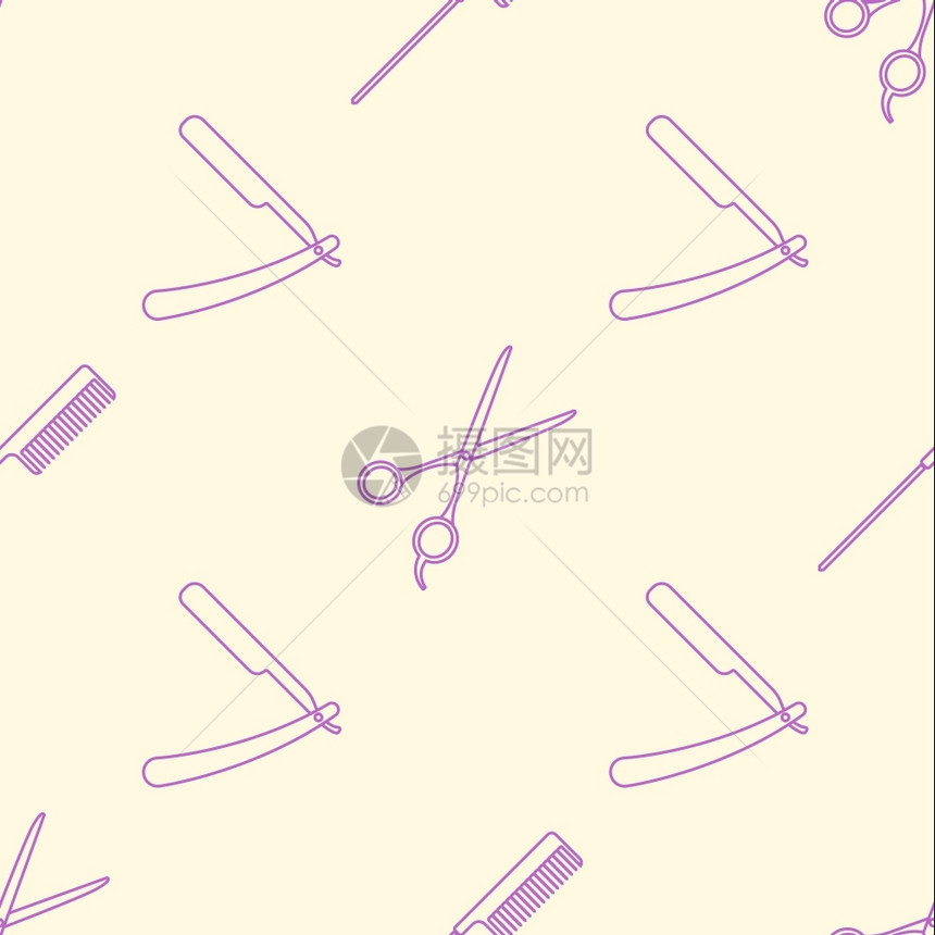 粉色紫外线轮廓设计梳子剪刀剃须图片