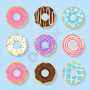 彩色甜甜圈矢量设计元素图片