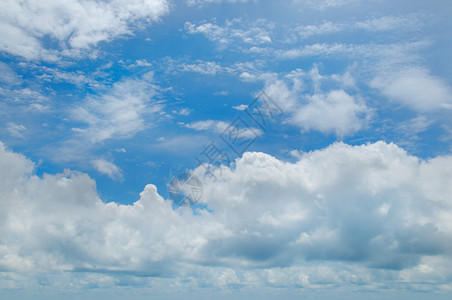 蓝天空和白积云气候高清图片素材