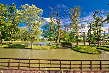 Jestrbako镇的湖公园北部croati的绿色质图片
