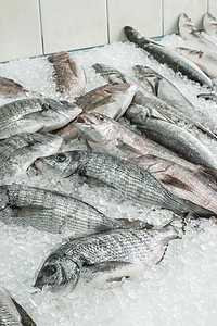 鱼市里售卖的鱼背景图片