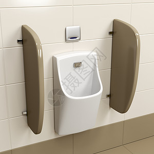 现代传感器在公共厕所的棕色瓷砖上操作现代传感器小便背景图片