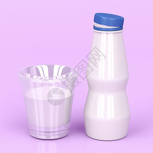 塑料瓶和一杯牛奶图片