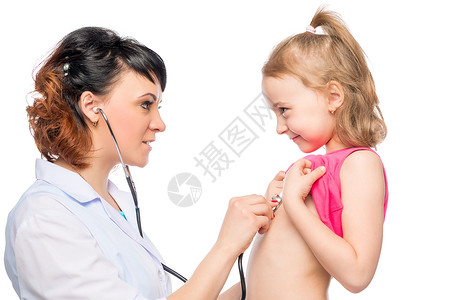 医生给小女孩做诊断图片