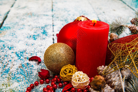 圣诞节装饰品蜡烛背景图片