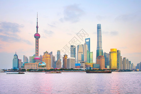 上海商业区日落图片