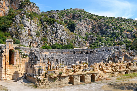 米拉火鸡城的希腊罗曼木剧院废墟图片