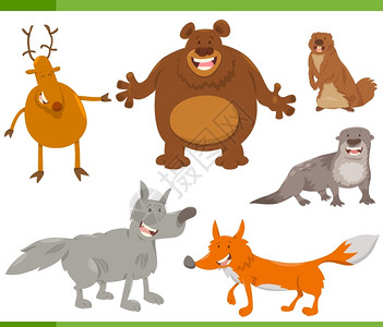 卡通可爱森林动物插图图片