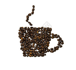 快车咖啡豆制成的白色背景咖啡背景
