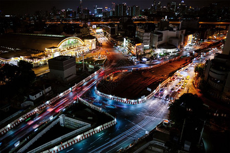 Hua灯光站首都交通区火车主枢中空全景背景图片