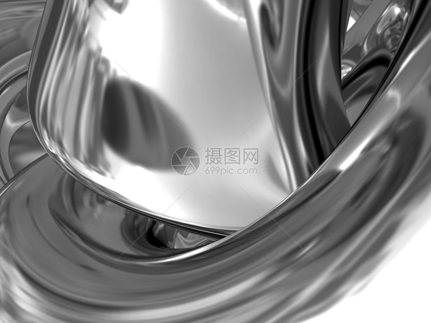 银金属背景的抽象3d插图图片