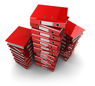红色文件3d用于白色背景的文档件夹堆积插图背景