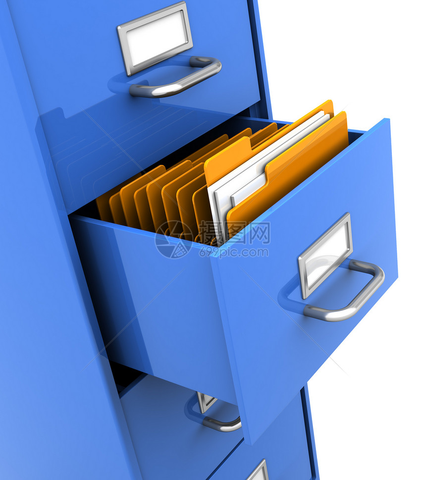 3d插图内有文件夹的办公室架图片
