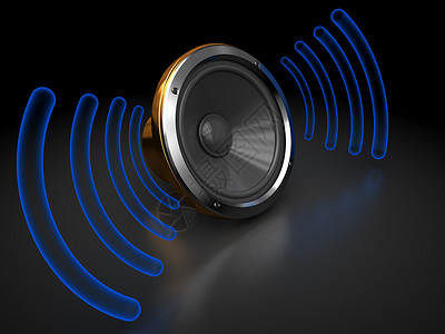 超声音素材带声波的音频扬器抽象3d插图背景