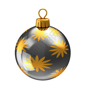 3d圣诞舞会黑色带有金抽象装饰品孤立于白色背景图片