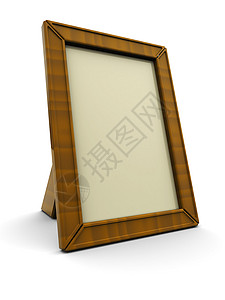 3d木制照片框插图白色背景图片