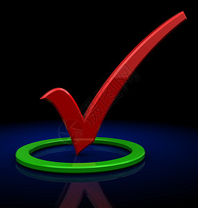 红色绿圆斑鱼3d显示绿圆暗底背景的红勾标记背景
