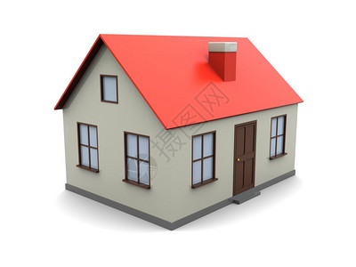 3d白色背景通用房屋模型的3d插图图片
