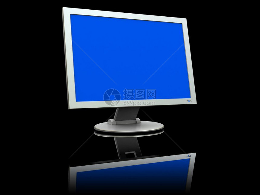 3d黑色背景通用计算机监视器的3个插图图片