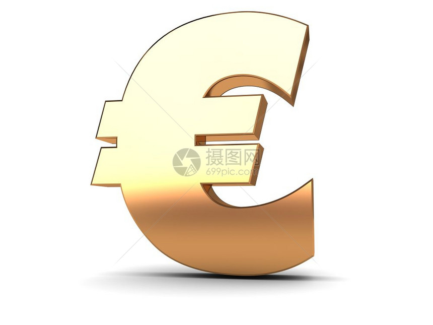 3d显示白色背景上的金属欧元标志图片