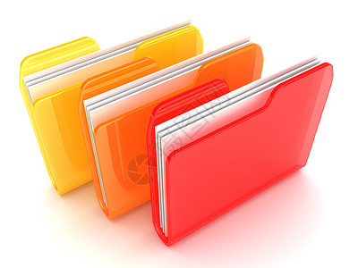 红色文件3d三个文件夹折叠和红色颜的插图背景
