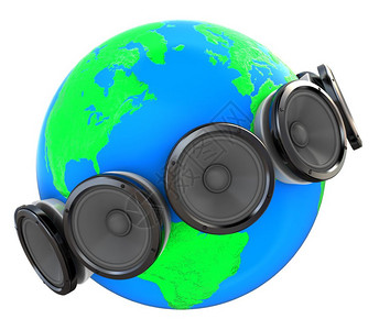 3个全球各地音频发言者插图背景图片