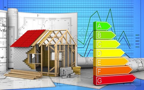 在图形背景上绘制框架房屋的三维插图框架房屋三维图片