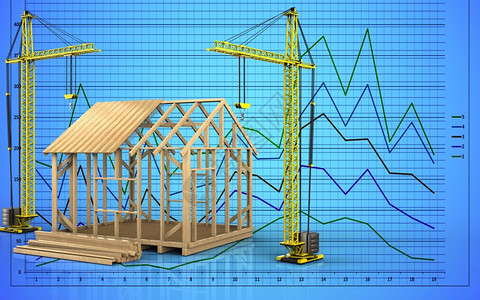 3d木板房屋建造图示背景起重超过图表背景起重图片