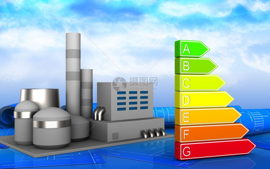 3d以天空为背景的工厂说明图片
