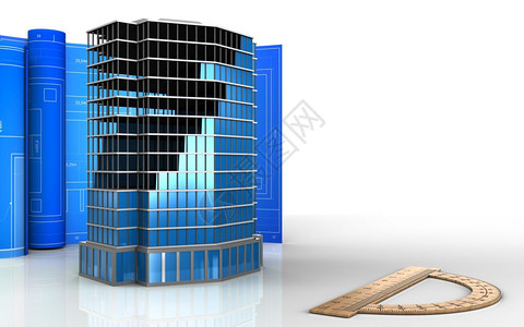 3d办公大楼建筑图白色背景上贴有图纸的办公大楼建筑图办公大楼建筑图图片