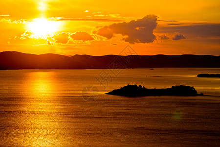 帕斯曼岛之上惊人的日落达马提亚岛克罗高清图片