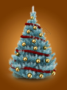 银色和绿色圣诞树背景背景图片