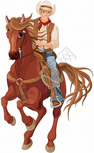 科斯莫骑马的牛仔插图插画