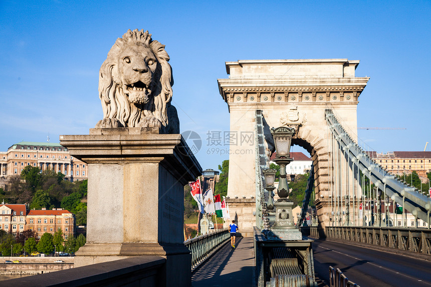 著名的连链桥起端狮子雕像图片