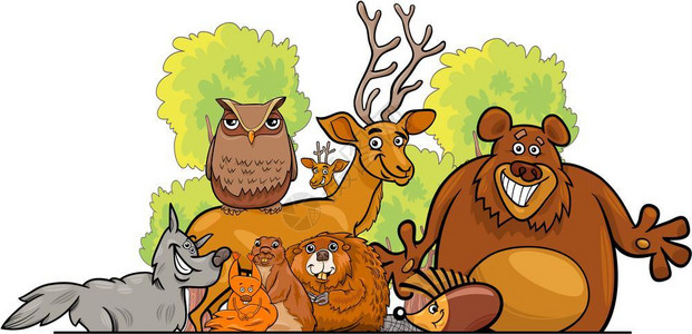森林动物插图图片