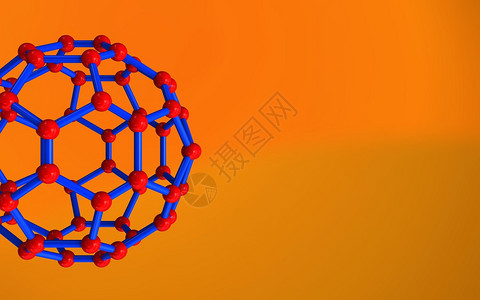 3d说明橙色背景上的分子结构3d空白背景图片