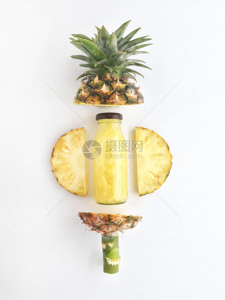 菠萝饮料和叶图片