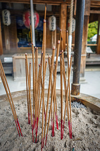 罗喉寺金庙京都雅潘木寺的香棍背景