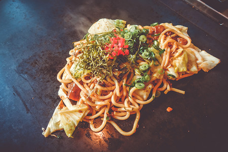 tepanyki日本传统热板食品，美味佳肴高清图片